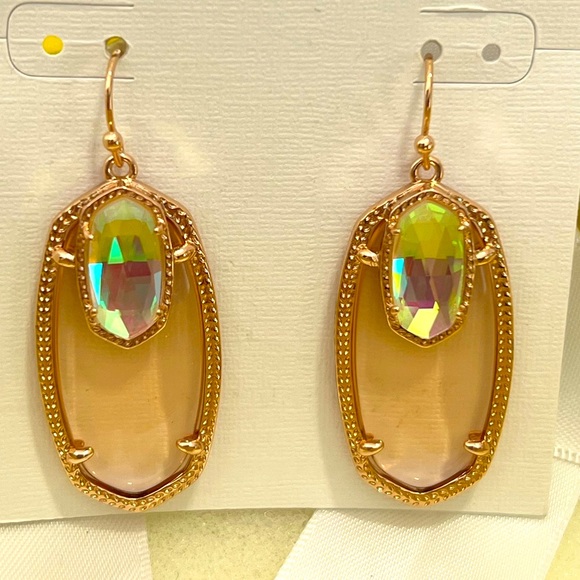 Kendra Scott Jewelry - NWT Kendra Scott RARE & Retired Emmy Earrings Clear Peach & Dichroic in ROSE GLD